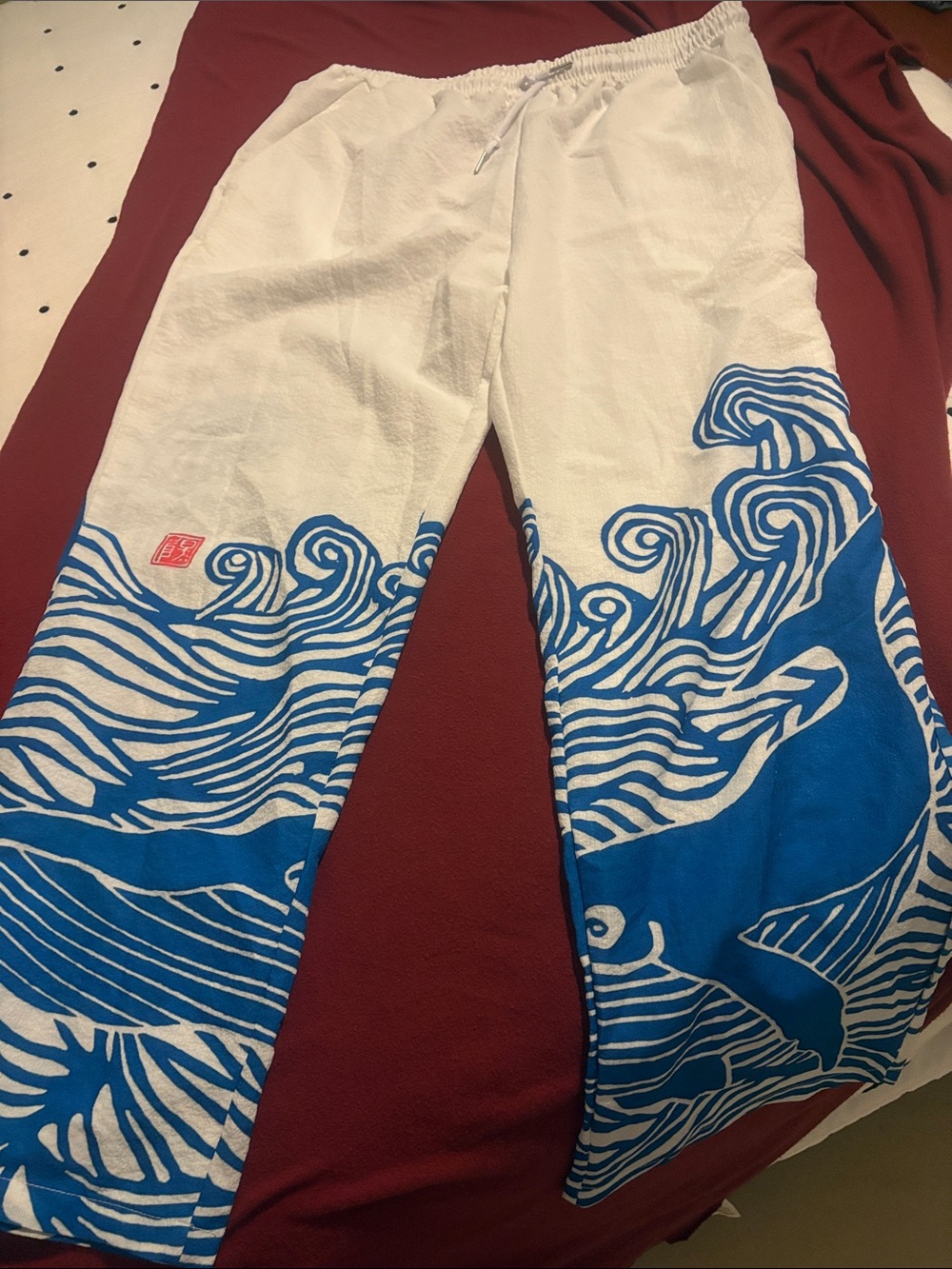 Whales & Waves Japanese Art pants